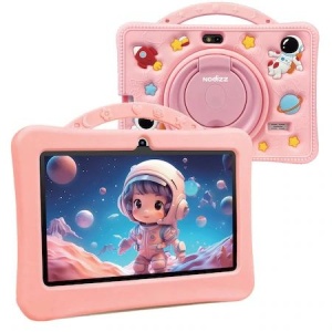 Tableta pentru copii 7 inch Android, 4GB RAM, 128GB, husa silicon, camera dubla, roz