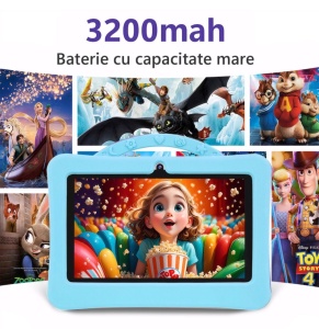 Tableta pentru copii 7 inch Android, 4GB RAM, 128GB, husa silicon, camera dubla, albastru - Img 5