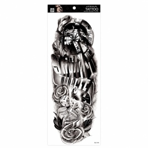 Tatuaj Semipermanent Full Arm cu Ceas, Zaruri și Trandafiri – 45 cm