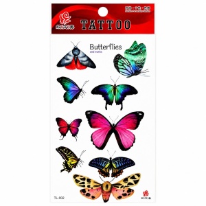 Tatuaj Temporar Semipermanent Fluturi și Molii Multicolore – 18 cm, Rezistent la Apă
