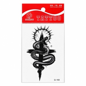 Tatuaj Temporar Semipermanent Șarpe cu Cruce 10 cm – Design Gothic și Simbolic