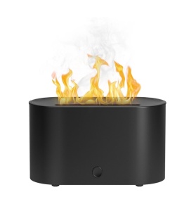 Umidificator aer cu efect flacara LED, difuzor aromaterapie USB, silentios, negru - Img 4