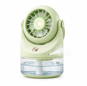 Ventilator portabil cu pulverizare apa si rezervor, 3 trepte viteza, lumina LED, USB, verde - Img 4