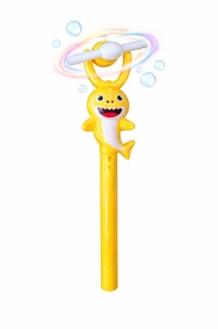 Baghetă magică cu elice rotativă și lumini, model rechin, jucărie interactivă pentru copii, Galbenă, 35 cm
