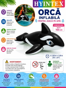 Balenă gonflabilă Ride-On Orca, 165 cm, pentru piscină și plajă - Img 2