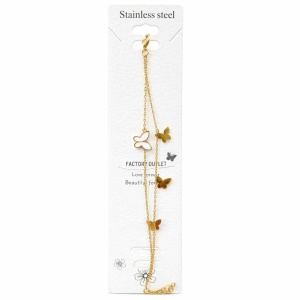 Brățară aurie Roxé cu fluturași eleganți, design delicat, inoxidabil 16.5+3.5 cm - Img 2
