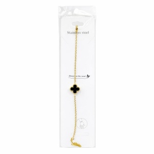 Brățară aurie Roxé cu simbol negru elegant, reglabilă 16.5+6 cm
