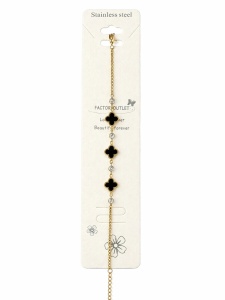 Brățară ROXE – model trifoi negru & cristale, design elegant, reglabil - Img 2