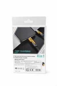 Cablu de încărcare rapidă Hongyu Flat Wire, USB-A la Lightning, 65W / 27W, 1 m, negru cu galben - Img 3