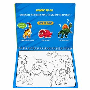 Carte reutilizabila cu apa pentru colorat copii, Dinozauri, 23x33cm - Img 2