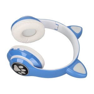 Căști wireless cu urechi de pisică și lumini LED, design ergonomic, Albastru - Img 6