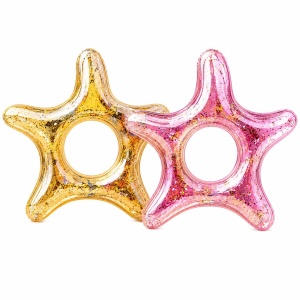 Colac Gonflabil Stea de Mare Roz 120 cm – Colac de Înot Glitter pentru Piscină și Plajă