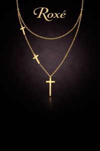 Colier ROXE auriu lant dublu cu cruciulite design elegant si modern