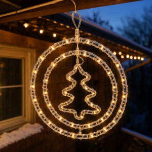 Decorațiune luminoasă de Crăciun, model brăduț, LED alb cald, pentru exterior, 220V, 34x33cm - Img 2