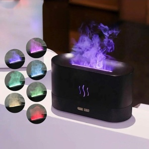 Difuzor aroma cu efect flacara LED, umidificator aer ultrasonic 180ml, aromaterapie, 2 moduri ceata, negru - Img 4
