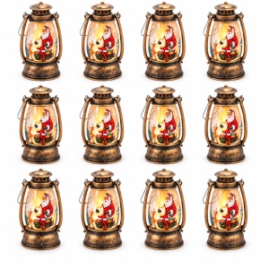 Felinar decorativ de Crăciun cu lumina LED, set de 12 bucati, din plastic, 13x6cm - Img 2