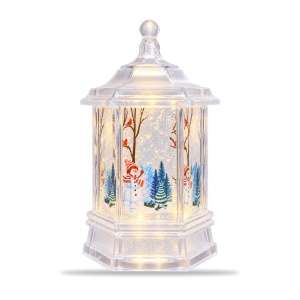 Felinar decorativ de Crăciun luminos, model Om de Zăpadă, 10 x 5 cm