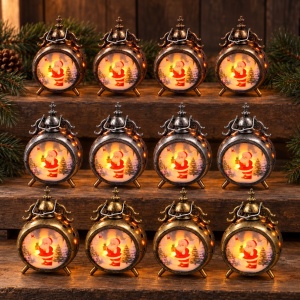 Felinar LED decorativ de Crăciun cu Moș Crăciun, set de 12 bucăți, plastic, 14.5 x 10cm - Img 3