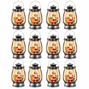 Felinare decorative LED de Crăciun, set de 12 bucăți, argintiu antic, 13x6cm - Img 3