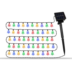 Instalație LED solară tip liniar, 50 LED multicolore, 10 m, fir negru, model LED Cu Braduti - Img 2