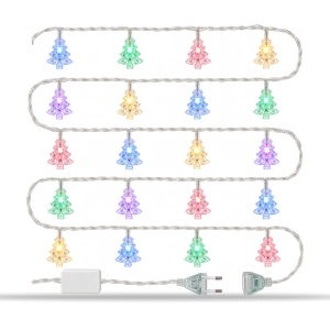 Instalație LED tip liniar, 4 m, 20 LED in forma de braduti, multicoloră, fir alb, interconectabilă - Img 3
