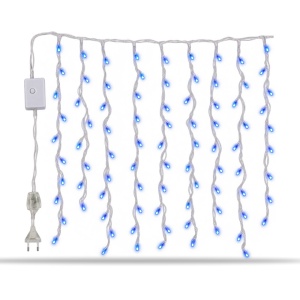 Instalatie LED tip ploaie, 120 de LED-uri albastre, 4 m, fir alb, interconectabila - Img 5