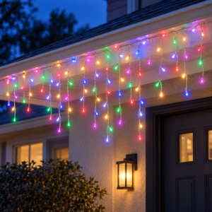 Instalatie LED tip turturi , 200 LED multicolor, 8m, interconectabila, cu jocuri de lumini - Img 3
