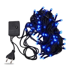 Instalație liniară de Crăciun, 100 LED-uri albastre, 9 m, fir negru, interior/exterior - Img 5