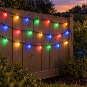 Instalație solară de Crăciun cu LED-uri multicolore tip globulet, 4m, 20LED - Img 5