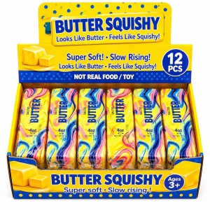 Jucarie antistres Butter Squishy 13cm, model pachet de unt marble effect, slow rising