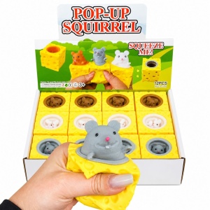 Jucărie Antistres Pop-Up Șoricel în Cașcaval 5cm– Squishy Squeeze Toy pentru Copii - Img 2