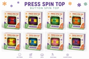 Jucărie Antistres Press Spin Top – Minge Fidget Rotativă pentru Relaxare, Focus și Dexteritate - Img 6