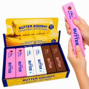 Jucărie Antistres Squishy Butter Colorat , 23cm Super Moale, Elastică, Model Aleatoriu - Img 4