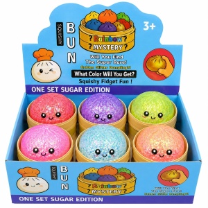 Jucărie Antistres Squishy Dumpling cu Sclipici și Bile din Gel Transparente, 8.5 cm – Moale, Elastică, Fidget Toy - Img 2