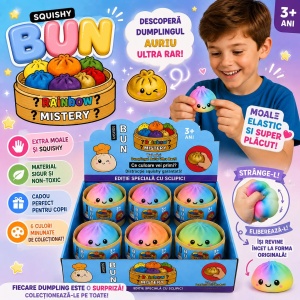 Jucărie Antistres Squishy Dumpling Multicolor cu Spumă, 8,5 cm, Slow Rising, Model Aleatoriu