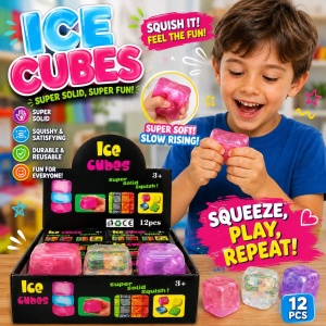 Jucărie Squishy Antistres Cub Ice Cube, Culori Uni, Model Aleatoriu, Moale și Elastică pentru Copii