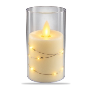 Lumânare LED decorativă în pahar, cu efect flacără, 10 cm - Img 2