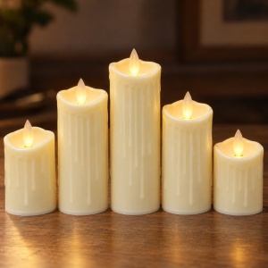 Lumânări LED decorative cu efect flacără realistă, 5 dimensiuni diferite in set, din plastic - Img 5