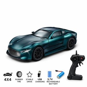 Mașină de curse teleghidată verde închis cu acumulator 3,7V, telecomandă 2,4G
