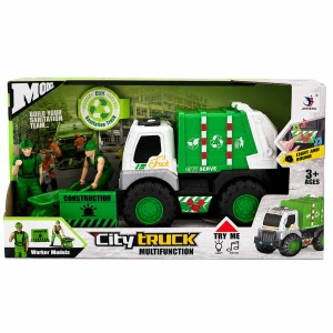 Masina de gunoi multifunctionala cu lumini, sunete si figurine, 35x20 cm