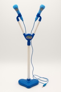 Microfon Muzical cu Stativ , Singer Microphone Albastru, Reglabil 60, 104 cm, 2 Microfoane - Img 2