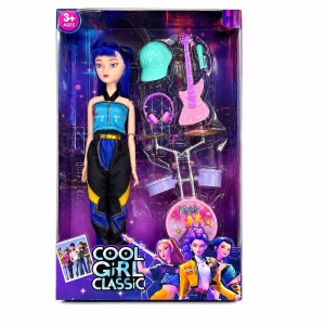 Păpușă Articulată Cool Girl Classic cu Accesorii Muzicale, Model Aleatoriu, pentru Copii 3+ Ani