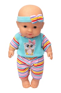 Păpușă Bebelus din Vinil cu Haine Multicolore și Accesorii, 22.5 cm