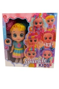 Papusa Sparkle Kids cu ochi mari SD-Eyes si functie muzicala, model colorat, 3+ ani