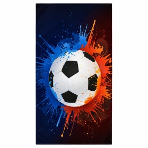 Prosop de plaja cu minge de fotbal si efect splash colorat, 70x140 cm - Img 3