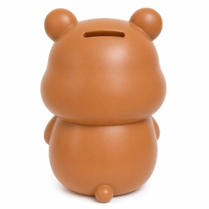 Pușculiță ursuleț maro, 20,5 cm, din plastic, cu capac inferior - Img 3