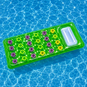 Saltea Gonflabila Verde pentru Piscina, 70 x 27 cm, cu Perna Integrata, PVC Premium - Img 3
