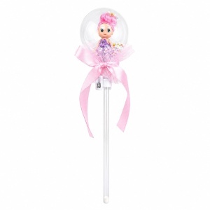 Set 10 baghete magice cu lumini LED roz deschis si papusica in glob pentru copii - Img 2
