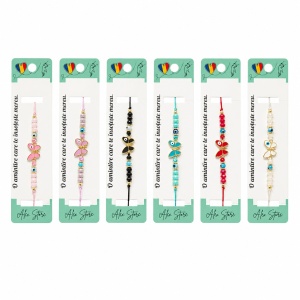 Set 12 Brățări cu Pandantiv Fluturaș, Reglabile, Multicolore, Mărgele Decorative și Accente Aurii