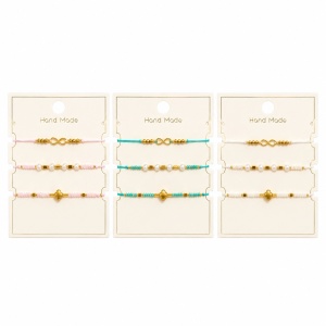 Set 12 Brățări Trio Handmade cu Infinit si Trifoi– 16 cm, Reglabile, Culori Diferite